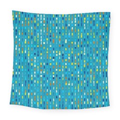 Aqua Blue Artsy Beaded Weave Pattern Square Tapestry (large) by SpinnyChairDesigns