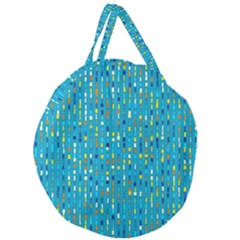 Aqua Blue Artsy Beaded Weave Pattern Giant Round Zipper Tote by SpinnyChairDesigns