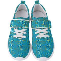 Aqua Blue Artsy Beaded Weave Pattern Men s Velcro Strap Shoes