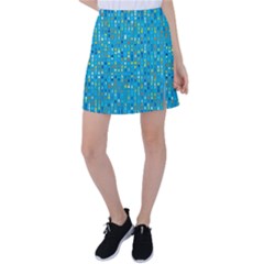 Aqua Blue Artsy Beaded Weave Pattern Tennis Skirt by SpinnyChairDesigns