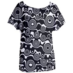 Abstract Black And White Bubble Pattern Women s Oversized Tee by SpinnyChairDesigns