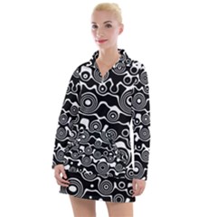 Abstract Black And White Bubble Pattern Women s Long Sleeve Casual Dress