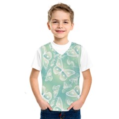 Turquoise Light Green Butterfly Pattern Kids  Sportswear by SpinnyChairDesigns