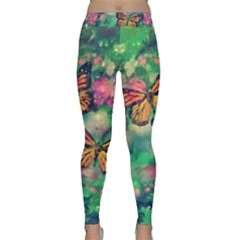 Watercolor Monarch Butterflies Classic Yoga Leggings by SpinnyChairDesigns