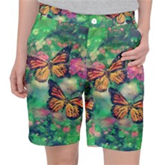 Watercolor Monarch Butterflies Pocket Shorts by SpinnyChairDesigns