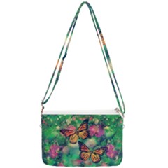 Watercolor Monarch Butterflies Double Gusset Crossbody Bag by SpinnyChairDesigns