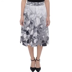 Black And White Abstract Mosaic Pattern Classic Midi Skirt by SpinnyChairDesigns