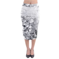 Black And White Abstract Mosaic Pattern Midi Pencil Skirt by SpinnyChairDesigns
