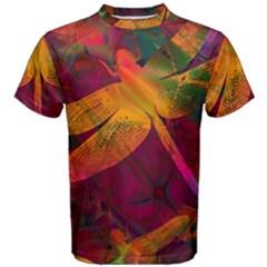 Dragonflies Abstract Colorful Pattern Men s Cotton Tee by SpinnyChairDesigns