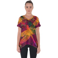 Dragonflies Abstract Colorful Pattern Cut Out Side Drop Tee by SpinnyChairDesigns