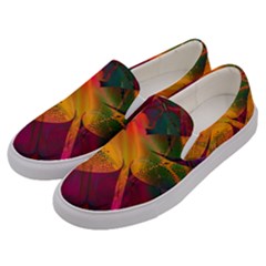 Dragonflies Abstract Colorful Pattern Men s Canvas Slip Ons by SpinnyChairDesigns