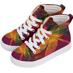 Dragonflies Abstract Colorful Pattern Kids  Hi-top Skate Sneakers by SpinnyChairDesigns