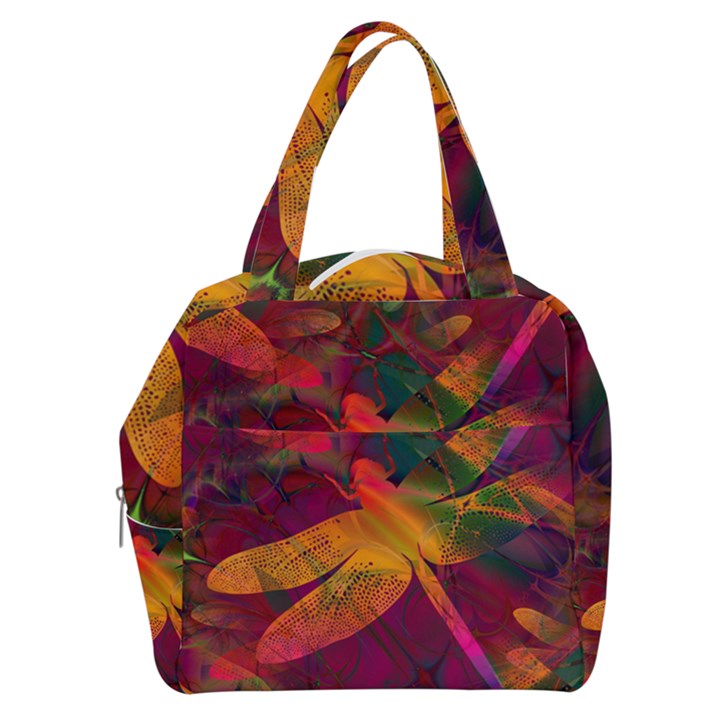 Dragonflies Abstract Colorful Pattern Boxy Hand Bag