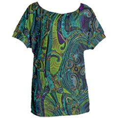 Jungle Print Green Abstract Pattern Women s Oversized Tee by SpinnyChairDesigns