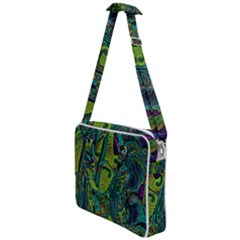 Jungle Print Green Abstract Pattern Cross Body Office Bag by SpinnyChairDesigns
