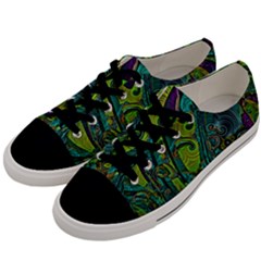 Jungle Print Green Abstract Pattern Men s Low Top Canvas Sneakers by SpinnyChairDesigns