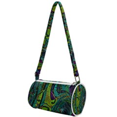 Jungle Print Green Abstract Pattern Mini Cylinder Bag by SpinnyChairDesigns