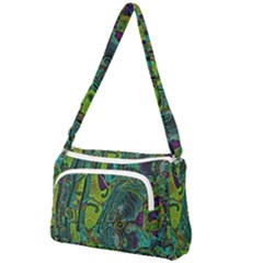 Jungle Print Green Abstract Pattern Front Pocket Crossbody Bag by SpinnyChairDesigns