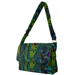 Jungle Print Green Abstract Pattern Full Print Messenger Bag (l) by SpinnyChairDesigns