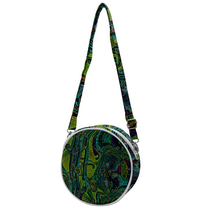 Jungle Print Green Abstract Pattern Crossbody Circle Bag