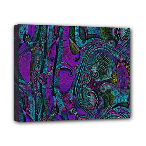 Purple Teal Abstract Jungle Print Pattern Canvas 10  X 8  (stretched) by SpinnyChairDesigns