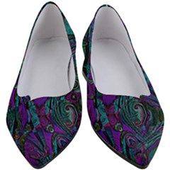 Purple Teal Abstract Jungle Print Pattern Women s Block Heels  by SpinnyChairDesigns