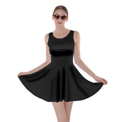 Plain Black Solid Color Skater Dress