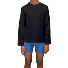 Plain Black Solid Color Kids  Long Sleeve Swimwear by FlagGallery