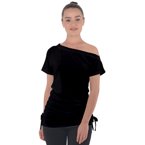 Plain Black Solid Color Tie-up Tee by FlagGallery