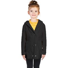 Plain Black Solid Color Kids  Double Breasted Button Coat by FlagGallery