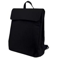 Plain Black Solid Color Flap Top Backpack by FlagGallery