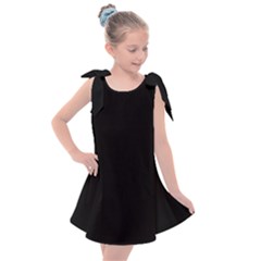 Plain Black Solid Color Kids  Tie Up Tunic Dress