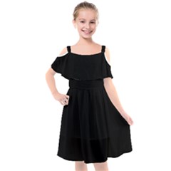 Plain Black Solid Color Kids  Cut Out Shoulders Chiffon Dress by FlagGallery