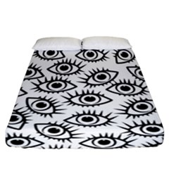 Black And White Cartoon Eyeballs Fitted Sheet (california King Size)