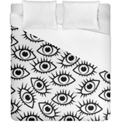 Black And White Cartoon Eyeballs Duvet Cover (california King Size) by SpinnyChairDesigns