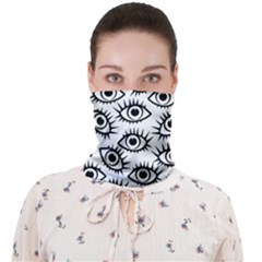 Black And White Cartoon Eyeballs Face Covering Bandana (adult)