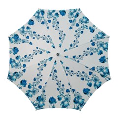 Abstract Blue Flowers On White Golf Umbrellas by SpinnyChairDesigns