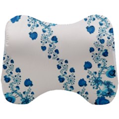 Abstract Blue Flowers On White Head Support Cushion by SpinnyChairDesigns