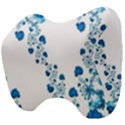 Abstract Blue Flowers on White Head Support Cushion View4