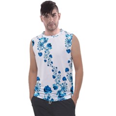 Abstract Blue Flowers On White Men s Regular Tank Top by SpinnyChairDesigns