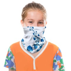 Abstract Blue Flowers On White Face Covering Bandana (kids)