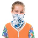 Abstract Blue Flowers on White Face Covering Bandana (Kids) View1