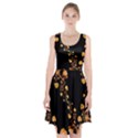 Abstract Gold Yellow Roses on Black Racerback Midi Dress View1