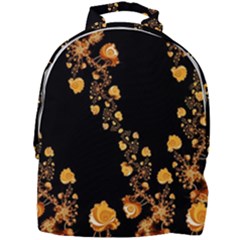 Abstract Gold Yellow Roses On Black Mini Full Print Backpack by SpinnyChairDesigns