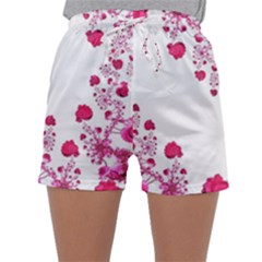 Abstract Pink Roses On White Sleepwear Shorts by SpinnyChairDesigns