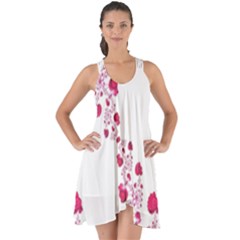 Abstract Pink Roses On White Show Some Back Chiffon Dress by SpinnyChairDesigns