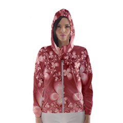 Tea Rose Colored Floral Pattern Women s Hooded Windbreaker by SpinnyChairDesigns