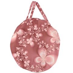 Tea Rose Colored Floral Pattern Giant Round Zipper Tote by SpinnyChairDesigns