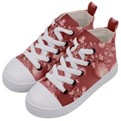 Tea Rose Colored Floral Pattern Kids  Mid-top Canvas Sneakers by SpinnyChairDesigns