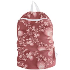 Tea Rose Colored Floral Pattern Foldable Lightweight Backpack by SpinnyChairDesigns